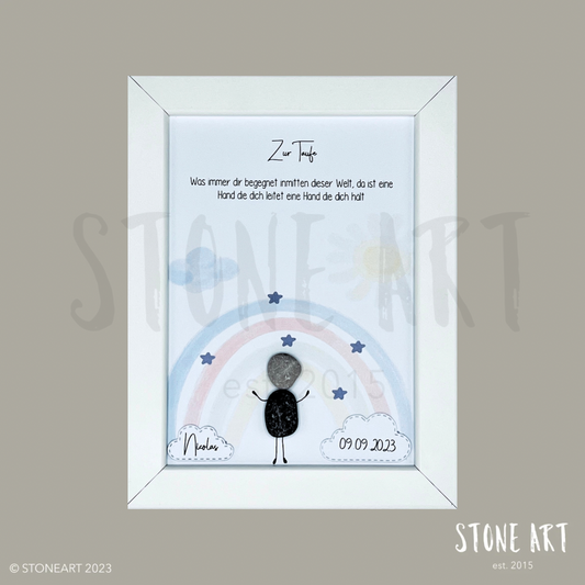 Personalisierbares Steinbild zur Taufe – Geschenkidee und Erinnerung für Mädchen & Jungen