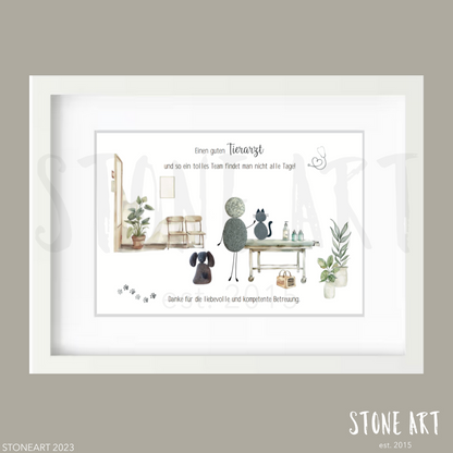 Handgemachtes Steinbild für Tierarzt mit Spruch – Danke für tierische Fürsorge