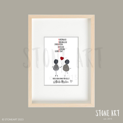 Handgemachtes Steinbild mit dem Text Weltbestes Pflegeteam – Geschenk zur Anerkennung von Pflegekräften