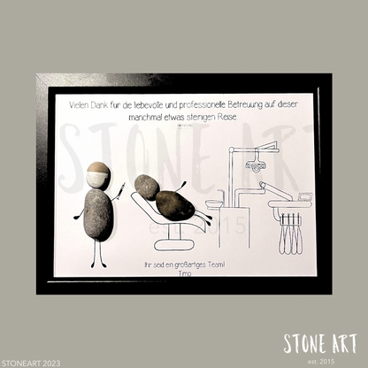 Handgemachtes Steinbild für Zahnarztpraxis – Geschenk für Zahnärzt:innen und Praxisteam