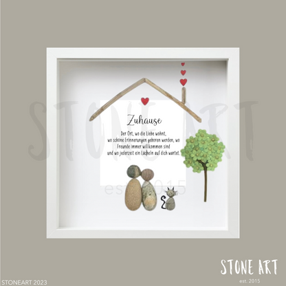 Steinbild Zuhause ist der Ort Einzugsgeschenk Katze