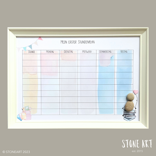 Handgemachtes Steinbild Stundenplan – Geschenk zur Einschulung, personalisierbar, Natursteine