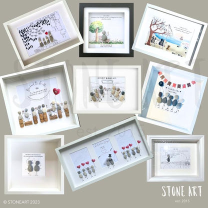 Handgefertigtes Steinbild als Sonderanfertigung – individuell personalisiertes Einzelstück nach Kundenwunsch, liebevoll gestaltet.