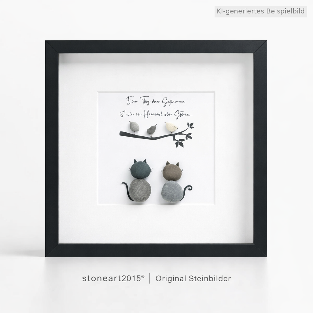 Kieselsteinbild Ein Tag ohne Schnurren ist wie ein Himmel ohne Sterne, Geschenk für Katzenliebhaber, handgemachtes Steinbild