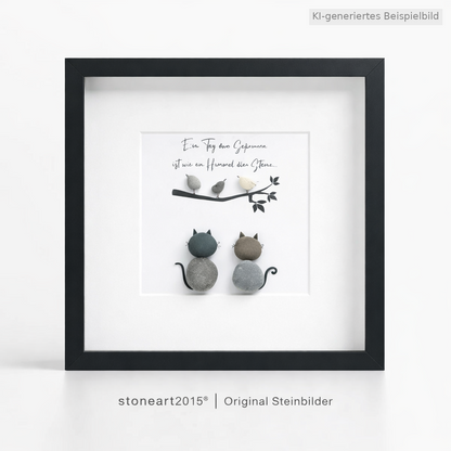 Kieselsteinbild Ein Tag ohne Schnurren ist wie ein Himmel ohne Sterne, Geschenk für Katzenliebhaber, handgemachtes Steinbild