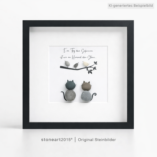 Kieselsteinbild Ein Tag ohne Schnurren ist wie ein Himmel ohne Sterne, Geschenk für Katzenliebhaber, handgemachtes Steinbild
