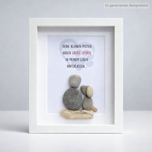 Kieselsteinbild Deine kleinen Pfoten haben große Spuren in meinem Leben hinterlassen, Geschenk zum Gedenken an das Haustier, handgemachtes Steinbild