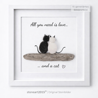 Kieselsteinbild All you need is love and a dog Treibholz, Geschenk für Hundeliebhaber, handgemachtes Steinbild