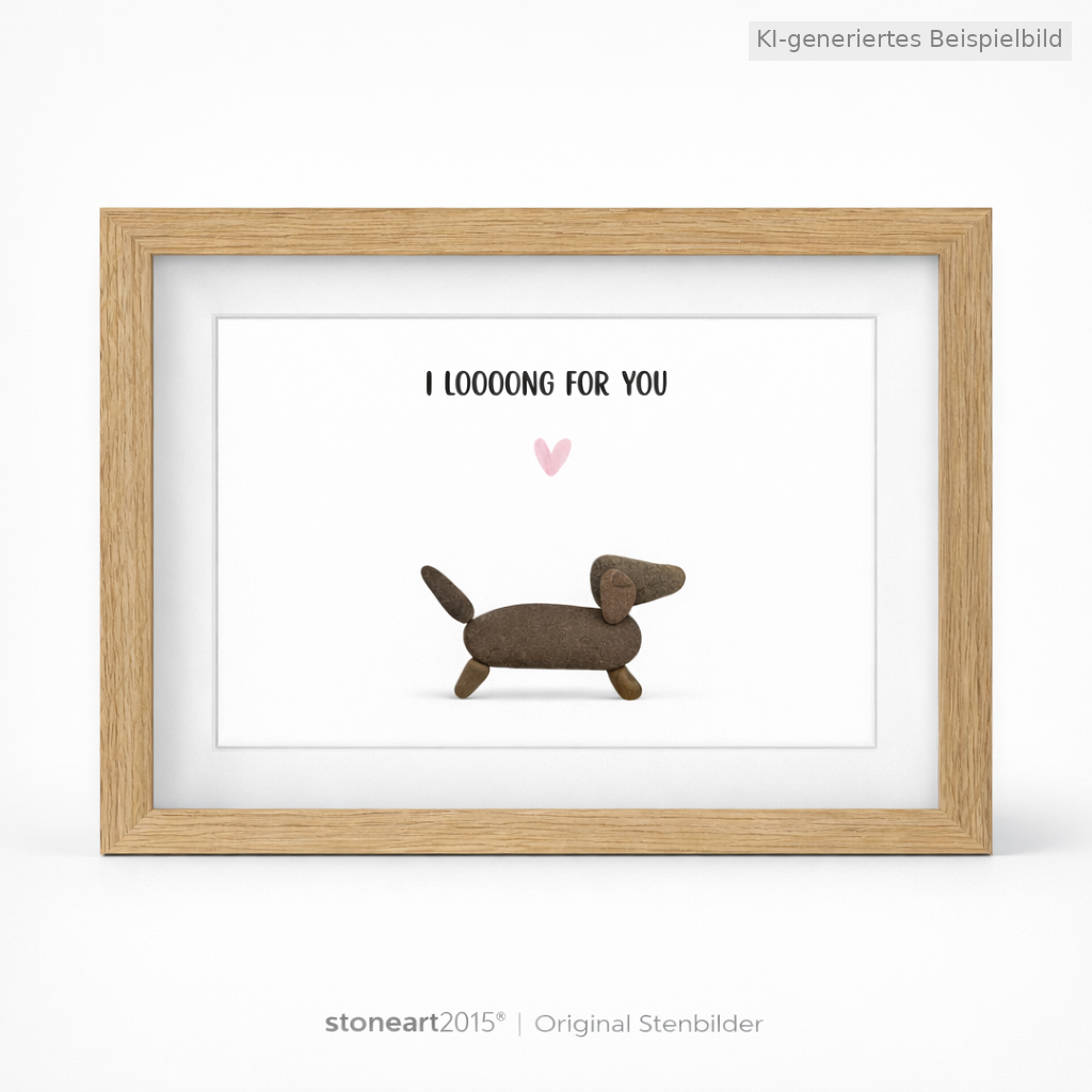 Kieselsteinbild I looong for you Dackel, Geschenk für Dackelfans, handgemachtes Steinbild
