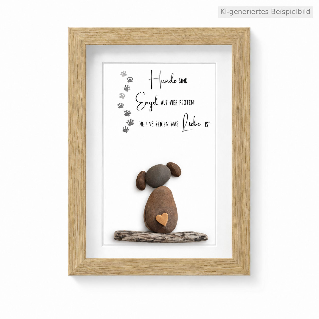 Kieselsteinbild Hunde sind Engel auf vier Pfoten, Geschenk für Hundeliebhaber, handgemachtes Steinbild