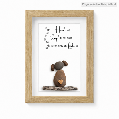 Kieselsteinbild Hunde sind Engel auf vier Pfoten, Geschenk für Hundeliebhaber, handgemachtes Steinbild