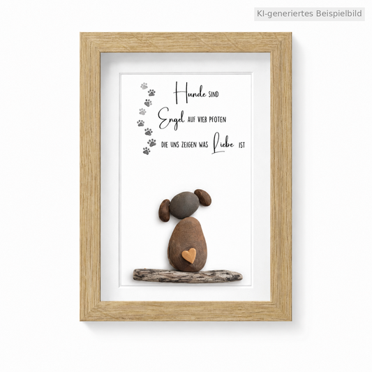 Kieselsteinbild Hunde sind Engel auf vier Pfoten, Geschenk für Hundeliebhaber, handgemachtes Steinbild
