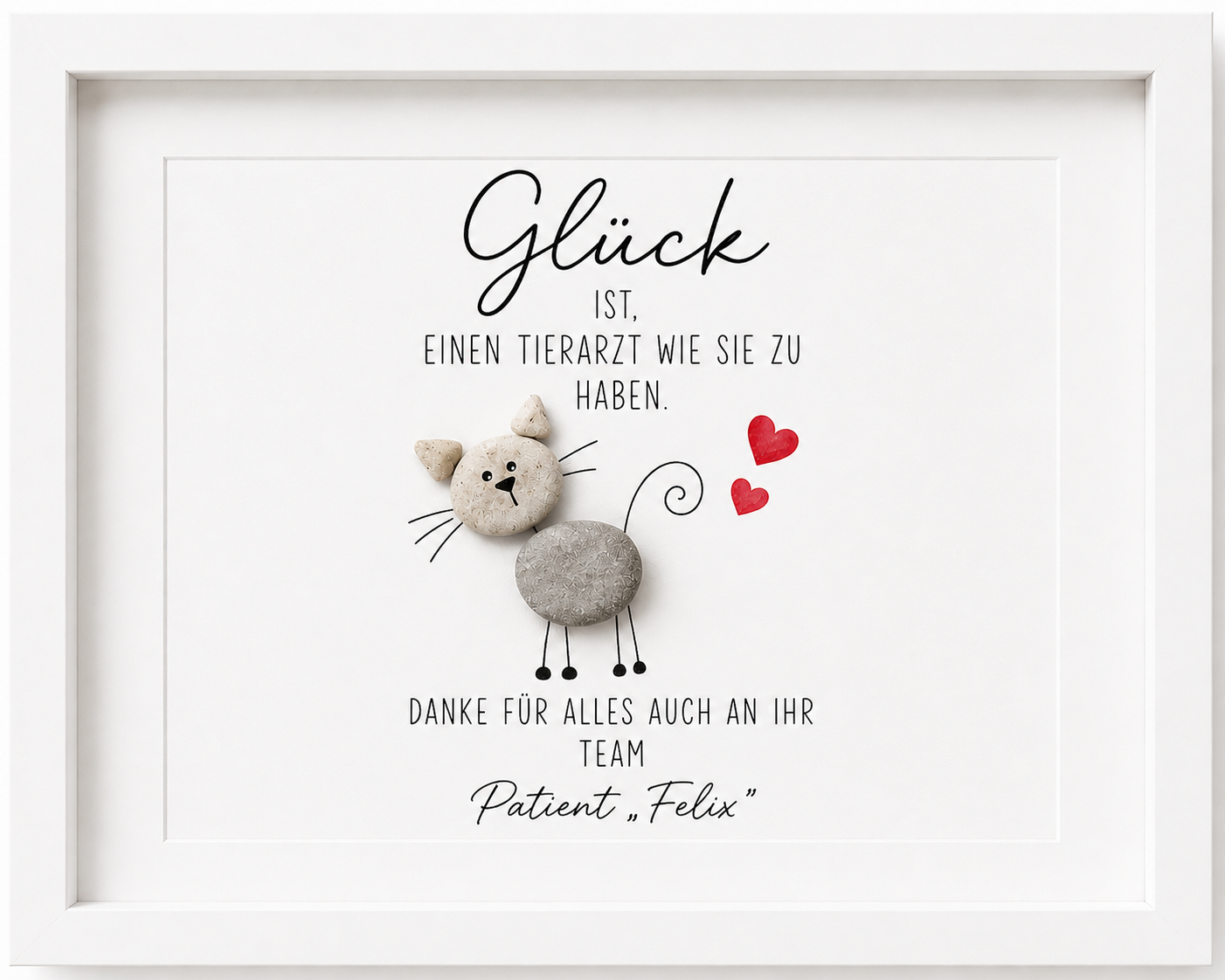 Kieselsteinbild Glück ist einen Tierarzt wie sie zu haben Katze, Geschenk zur Praxiseröffnung, handgemachtes Steinbild