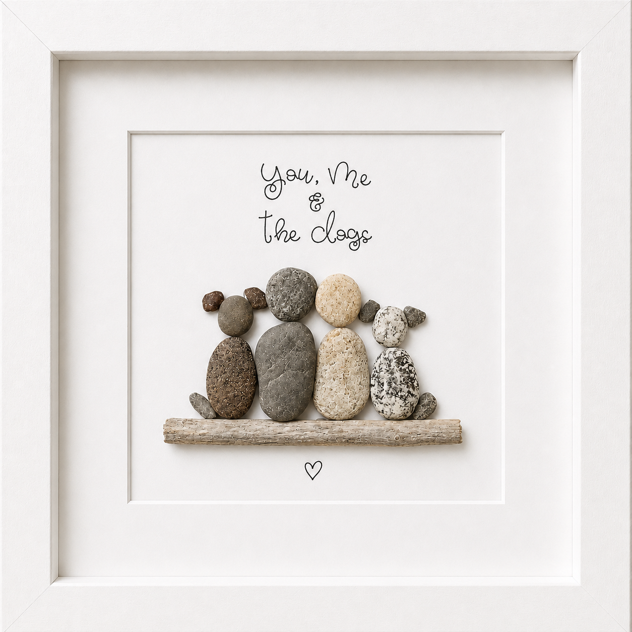 Kieselsteinbild You and Me and the dogs, Geschenk für Hundeliebhaber, handgemachtes Steinbild