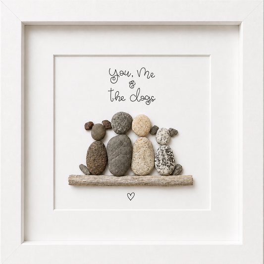 Kieselsteinbild You and Me and the dogs, Geschenk für Hundeliebhaber, handgemachtes Steinbild