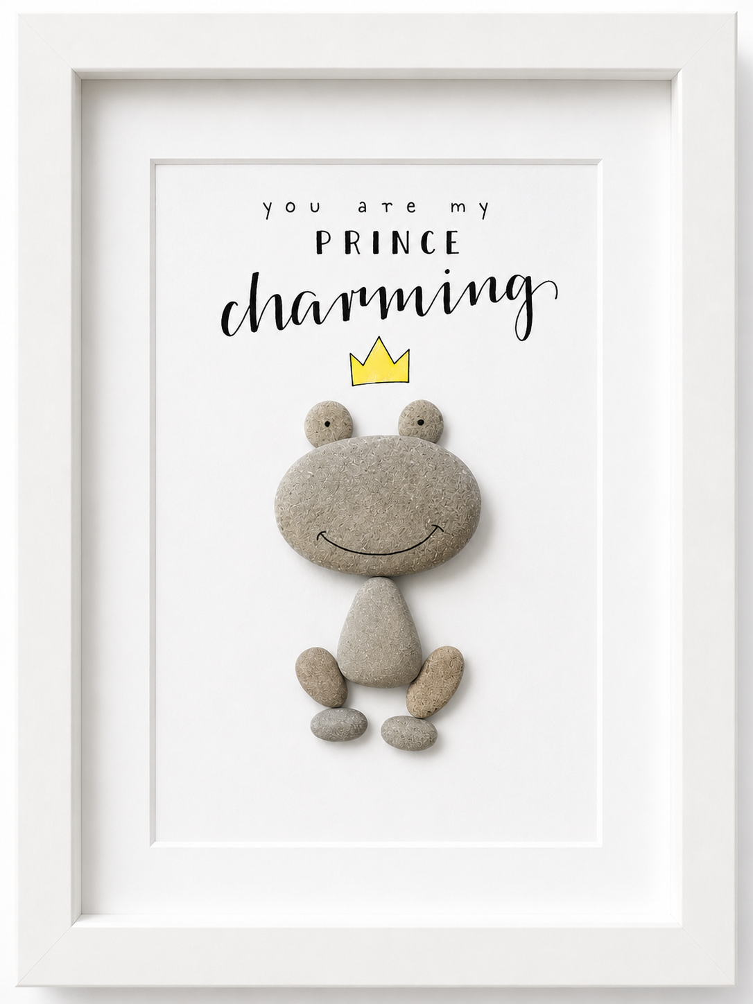Kieselsteinbild You are my Prince Charming – Geschenk für den Partner, handgemachtes Steinbild