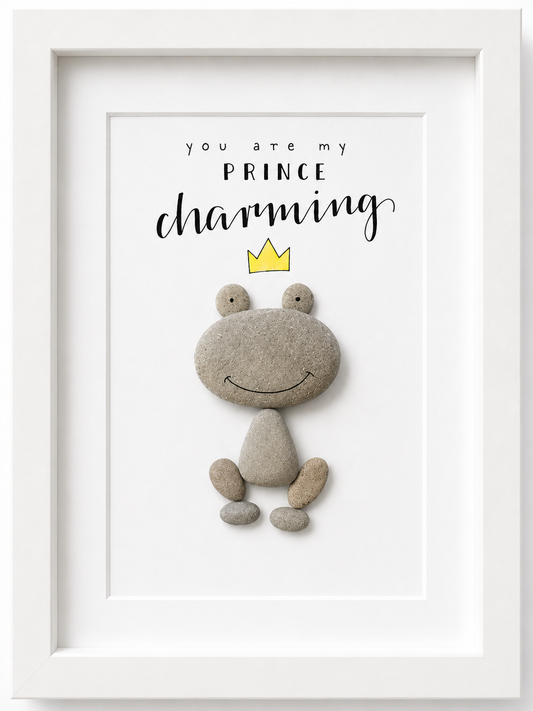 Kieselsteinbild You are my Prince Charming – Geschenk für den Partner, handgemachtes Steinbild