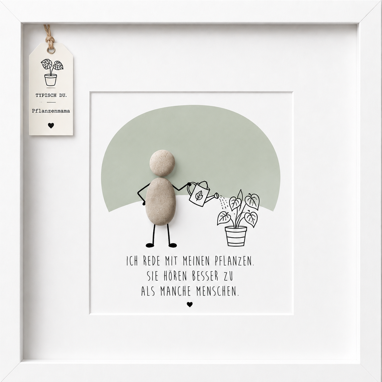Kieselsteinbild Ich rede mit meinen Pflanzen, sie hören besser zu als manche Menschen – Geschenk für Pflanzenmama, handgemachtes Steinbild
