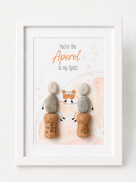 Kieselsteinbild You're the Aperol to my Spritz – witziges Aperol Geschenk, handgemachtes Steinbild